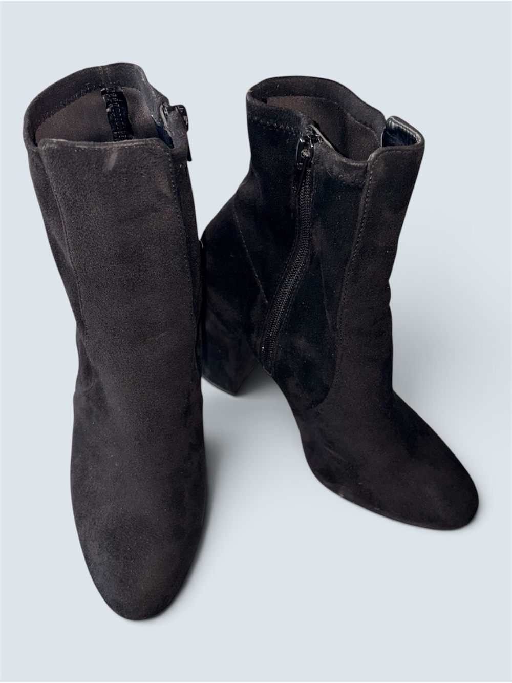 Aldo Black Faux Suede Mid-Calf Block Heel Boots